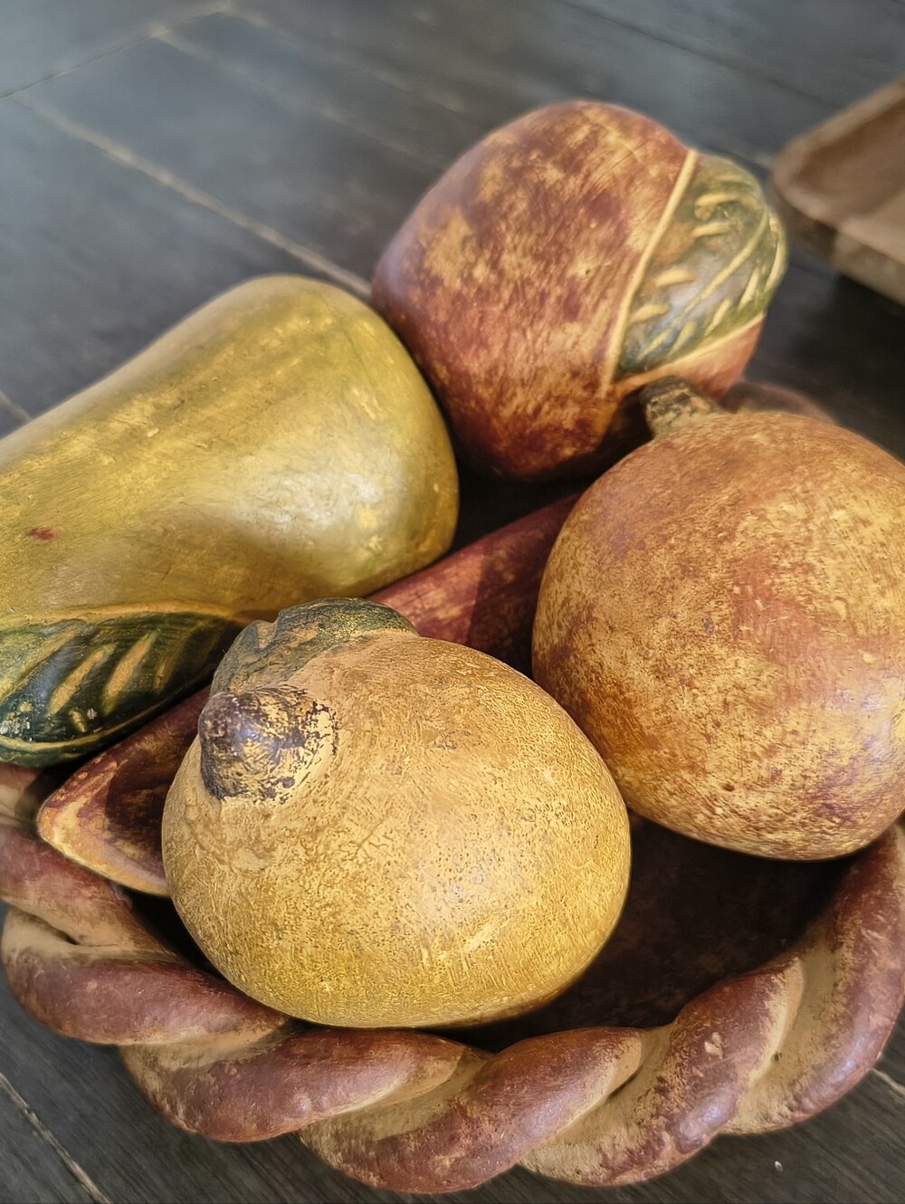 Vintage Mexican Terracotta Handmade Decorative Fruit Bowl